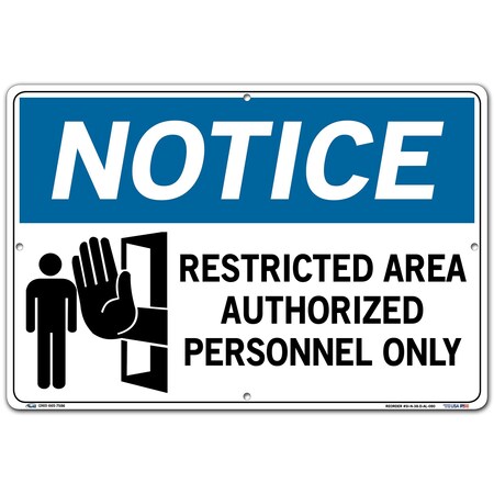 Vestil Aluminum Sign, 12-1/2" Height, 18-1/2" Width, Aluminum, Rectangle, English SI-N-38-D-AL-080